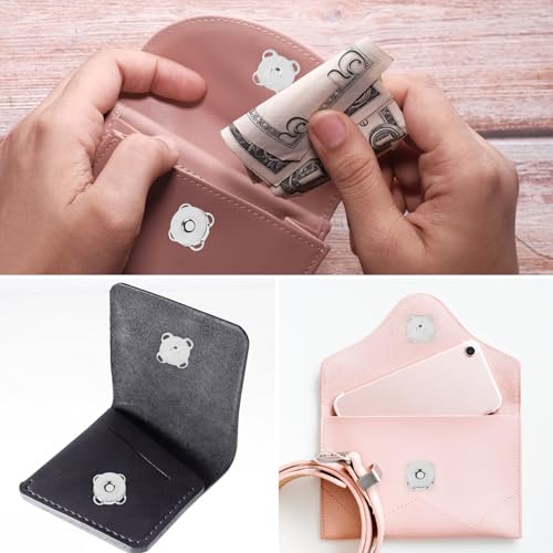 MIDELONG 12 Sets Plum Magnetic Snaps Buttons, Magnetic Purse Closures Fasteners Magnetic Button Clasps Snaps for Purses Bags Clothes Handbags Scrapbooking Sewing DIY Craft (14mm,Silver) - Thumbnail 4