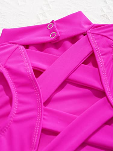 Image of Girls Mock Neck Crop Top Criss Cross Back Sleeveless Dance Top
