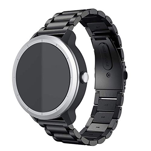 Anrir Watch Band for Garmin Vivoactive 3, 20mm Stainless Steel Watch Strap for Forerunner 645/Forerunner 245/Galaxy Watch 42mm/Galaxy Watch Active 2 40mm/44mm/Galaxy Watch 3 41mm-Black