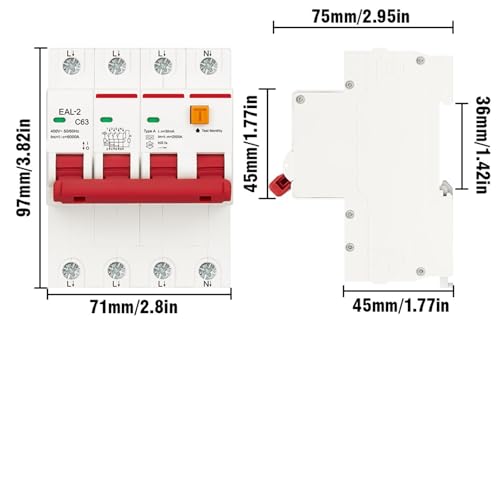 Interruptor diferencial 4P 40A tipo A para cuadro eléctrico trifásico de 400V 3