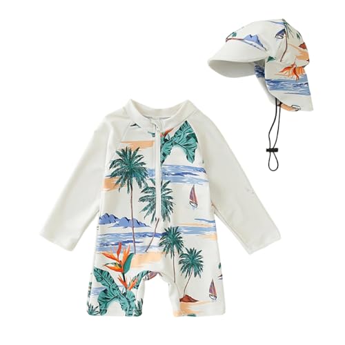 Maillot une pièce garçon avec fermeture éclair et short long anti-UV
