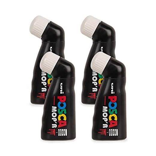 POSCA - Uni Mitsubishi Pencil - Marcador MOP'R - Punta redonda XXL 3-19 mm - Forma ergonómica, cuerpo semirrígido - Marcador de pintura a base de agua - Todo soporte - Blanco X4