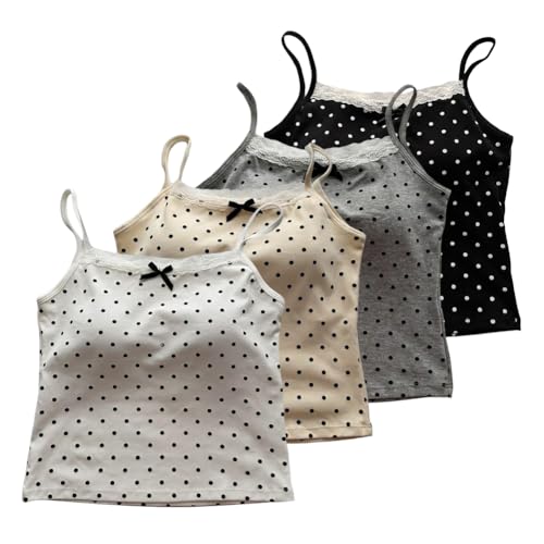 Girls' Undershirt - Soft and Breathable Cotton Cami Tank Top - Camisole Tops for Girls - Girls Tank Top Cotton, White Apricot Grey Black2