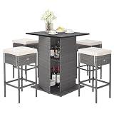 Tangkula 5-Piece Rattan Bar Set