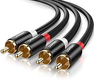 UGREEN RCA Cables Phono to Phono Hi-Fi Cable 2 RCA Male to Male Audio Lead Red and White Interconnect Cord Compatible With Speaker Amplifier Turntable Record Soundbar DJ Controller Mixer DVD TV(2M)