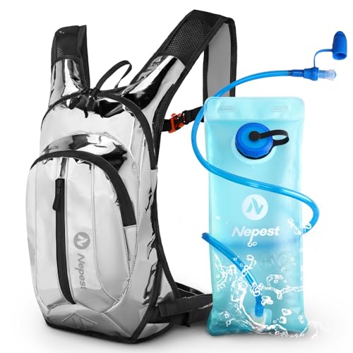 Rave Mochila de hidratación, Festival Essential, mochila de agua Hydropack con bolsa de agua de 2 L para senderismo, ciclismo, correr, color plateado