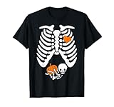 Women Skeleton Pregnancy Announcement Mom Halloween T-Shirt
