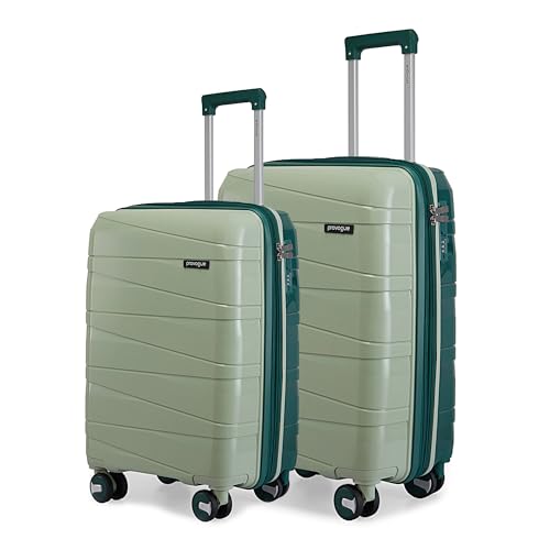 Image of Provogue Azure Hard-Sided PP Set of 2 Luggage Suitcase | Expandable Space with 8 Wheels Trolley Bags for Travel | Lightweight with Combination Lock |5 Year Warranty (Laurel Green /Hunter Green)