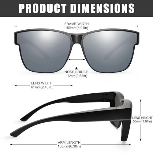 Image of Polarized Sunglasses Fit Over Glasses for Women Men | Oversized Square Sun Glasses UV400 Protection