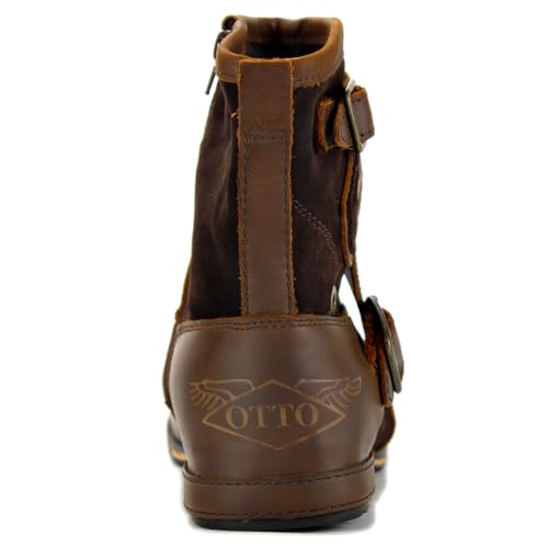 Image of Leather Casual Motorcycle Combat Hiking Dress Ankle Boots for Men with Side Zipper