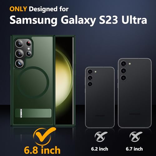 Image of SPIDERCASE Magnetic for Samsung Galaxy S23 Ultra Case, [3 Stand Ways][ Military Grade Drop Protection] with Invisible Stand Shockproof Slim Case for Samsung Galaxy S23 Ultra 6.8 inch, Green