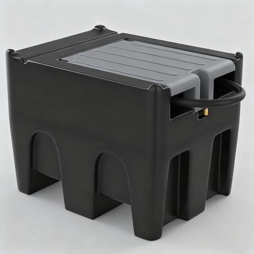 116 Gallon Portable Diesel & Gasoline Tank with 12V Electric Pump, 13Ft Hose & Auto Shut-Off Nozzle – Heavy Duty Fuel Storage Tank for Truck, Tractor, Generator, ATV, Marine & Construction Use - Black