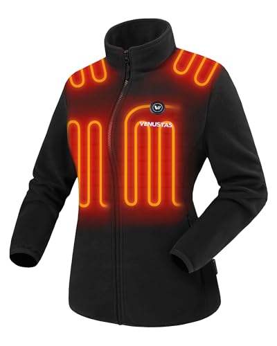 Venustas Women's Fleece Heated Jacket with Battery Pack, Soft Lightweight Heating Coat, Durable YKK Zipper