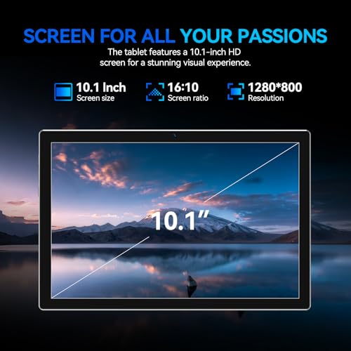 Image of Tablet 10.1 inch Android Tablets, 2026 Octa-Core Processor with 64GB Storage, WiFi 6 Tableta, 13MP+5MP Dual Camera, 2 in 1 Tablet with Keyboard, Bluetooth, FHD IPS Screen, Mouse, Case, Stylus