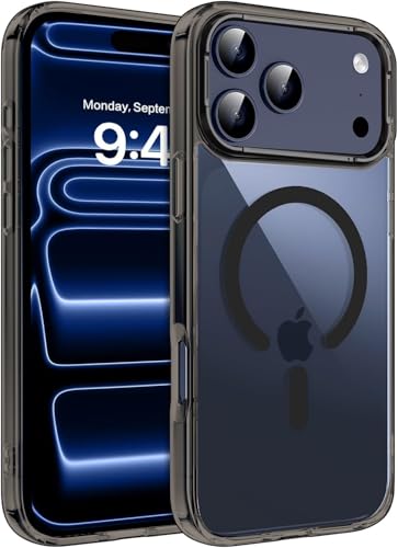 Image of VONZEETranslucent Clear Back Cover Compatible with (iPhone 17 Pro Max Case)(2025), PC Shockproof Scratch Resistant, Non-Yellowing, Support Mag-Safe Wireless Magnetic Charging - Black|6.9''