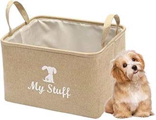 Pethiy Canvas Dog Toy Storage Dog Toy Basket Box for dog toy bins, Dog Blanket, Dog Clothes Storage - Pet Toy and Accessory Storage Bin-Gray