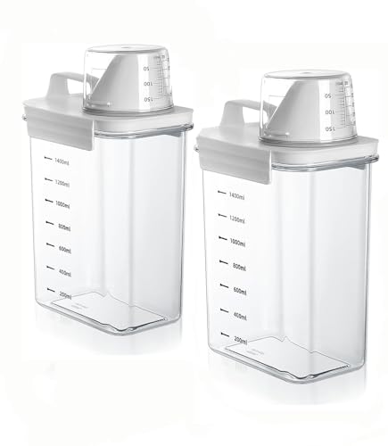 ACTIUSIS Caja de Almacenamiento para detergente en Polvo, Caja para detergente Suave, para Uso en detergentes, detergentes líquidos y Perlas aromáticas, 1800 ml,2 artículos
