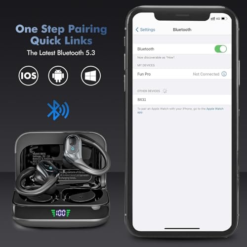 undefined sajawass Wireless Earbuds, Sports Bluetooth Headphones, 75Hrs Playtime Ear Buds with LED Power Display, Noise Canceling Headset, IPX7 Waterproof Earphones for Workout/Running の商品画像 3