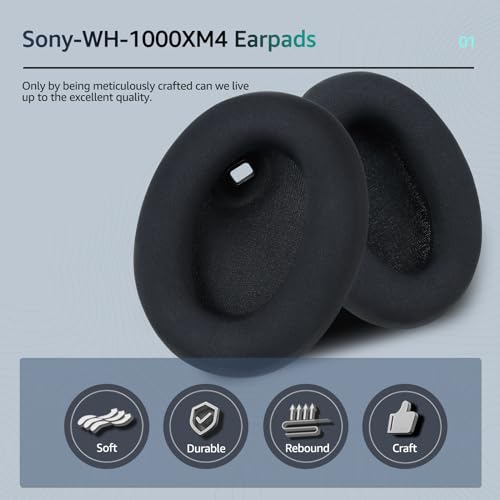 Almohadillas de reemplazo para auriculares Sony WH-1000XM4, almohadillas con tela suave y espuma viscoelástica, cojines transpirables miniatura 3