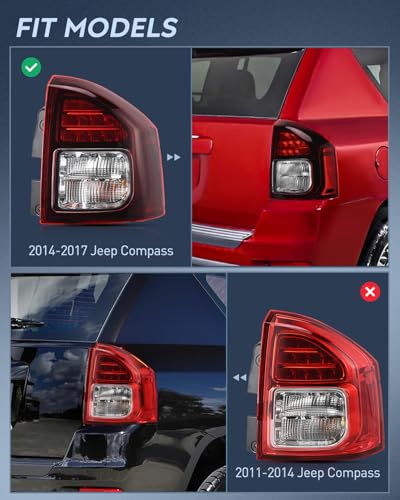 Image of Nilight Taillight Assembly Compatible with 2014 2015 2016 2017 Jeep Compass