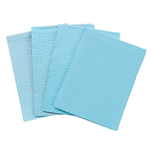 Tidi Choice Bibs/Towels, Blue 13" X 18" (Pack Of 500) - Waffle Embossed - 2-Ply Tissue - Poly Back Dental Bib To Prevent Leak Through - Dental Consumables (917463) #TOP23