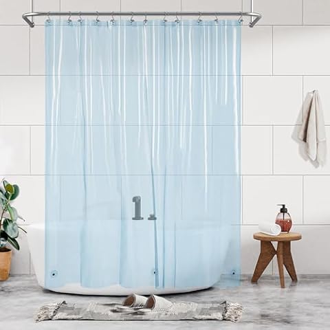 Shower Curtain Liner - Premium Clear Light Blue PEVA Shower Liner Cover