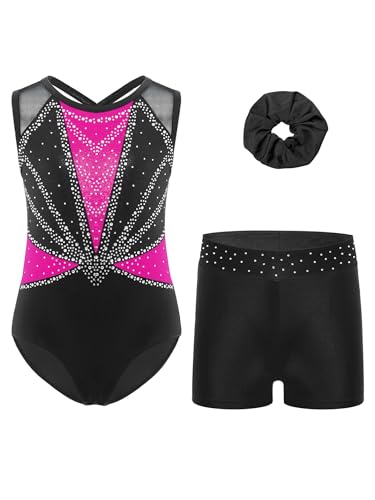Justaucorps de gymnastique haut de gamme orné de strass pour ballet artistique