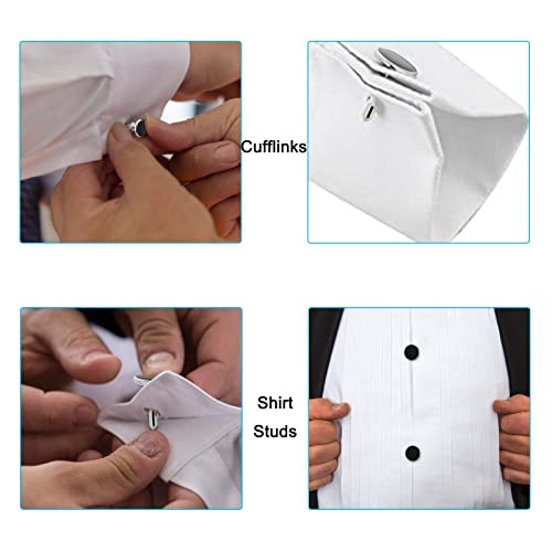 Yolev Mens Cufflinks And Studs Set Tuxedo Shirts Cuff Links Black Onyx Cufflinks For Men, Classic Tuxedo Buttons Match For Business Wedding Formal Suit #TOP4