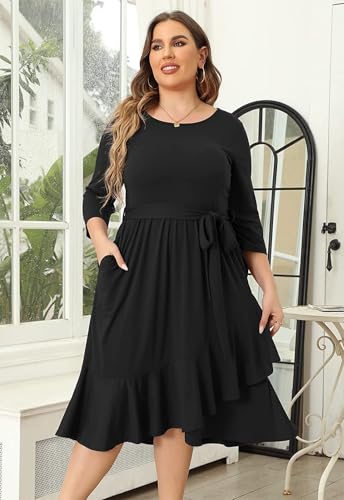 Image of TASHVIKA'S Women's Plus Size Flowy Wrap Ruffle Maxi Dress