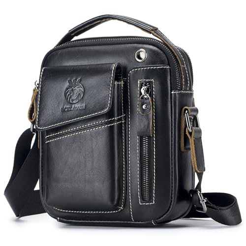 Image of Leather Shoulder Bag for Men Small Mens Crossbody Bag Purses Handbags | Small