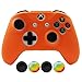 Hikfly Silicone Controller Cover Skin Protector Case Faceplates Kits for Xbox One X/One S/Slim Controller with 4pcs Thumb Grips Caps(Orange)