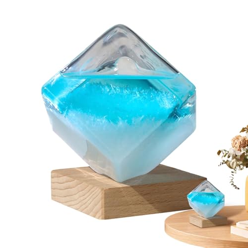 Sturmglas-Wettervorhersagegerät – Kubische Glas-Wetterbericht-Überwachungsflasche, Dekorative Kristall-Barometer-Desktop-Dekoration Zur Vorhersage Des Wetters – Blau