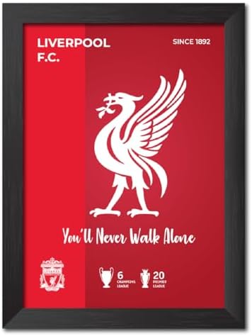 TenorArts Liverpool Poster Football White Logo Laminated Photo Frame Painting with Matt Finish Black Textures(12 inches x 9inches)