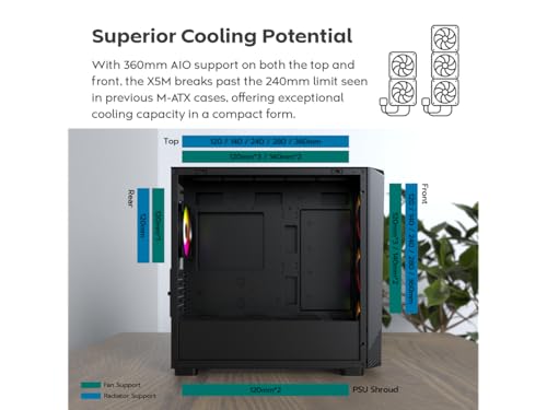 Montech X5M PC-Geh?use, Midi-Tower, Micro-ATX, ARGB, Tempered Glass - schwarz - imagen 6