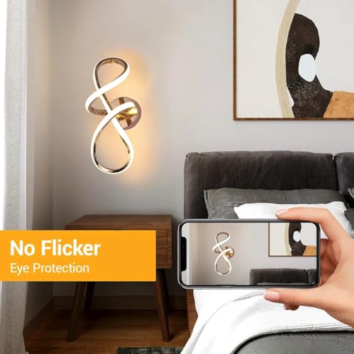 Image of Groeien Modern 3 Color LED Wall Sconce Infinity Curve Wall Light for Bedroom Living Room Corridor Lighting Fixtures Wall Mount(Warm+Natural+Coolwhite)(Infinity Curve)