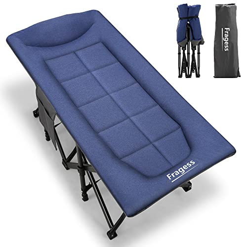 Fragess Camping Cot For Adult, 28" Wide Sleeping Cot, Folding Cot With Thick Cushion And Pillow Support 600Lbs, Portable Camping Bed For Outdoor Camping/Office, Home Nap (Rare Blue) #TOP4