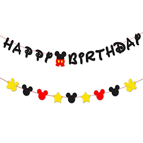 PANTIDE Mickey Mouse Birthday Banner Garland Mickey Mouse Themed Party Supplies Home Decoration Mickey Mouse Inspired Birthday Party Favor