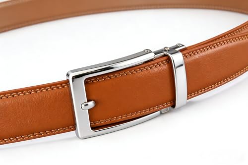 Image of Lingli Men's Belt,Ratchet Dress Belt with Automatic Buckle Brown /Black-Trim to Fit-35mm wide