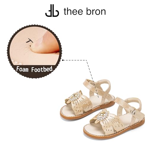 Image of THEE BRON Toddler Girls Sandals Wedding Flower Girl Dress Shoes Open Toe Flats