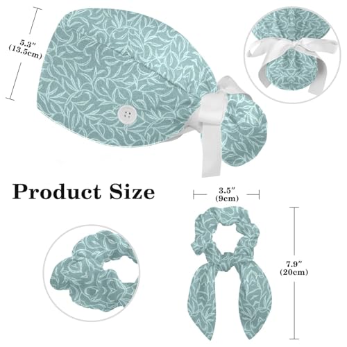 Gorro quirúrgico ajustable con botones y diseño hojas verdes miniatura 2