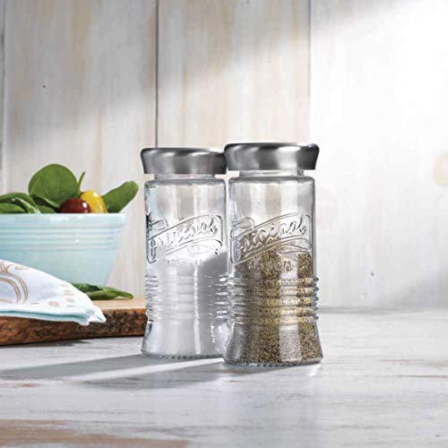 Mosjos Mason Jar Salt And Pepper Shaker - Rustic Glass Condiment Dispenser Set With Metal Iron Caps. 5 Ounce Capacity Vintage Mason Jars. (Original Mason Salt & Pepper Shaker) #TOP4