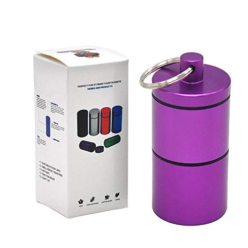 Stash Jar -Detachable Double Deck Airtight Water Proof/Smell Proof Aluminum Herb Container Bottle-Purple