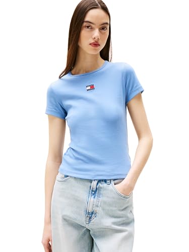 La mejor comparación de Hilfiger Woman - los más vendidos. 46 Tommy Jeans - Playera Estampada para Mujer con Detalle Bordado de Bandera, Azul (Colorado Blue), M