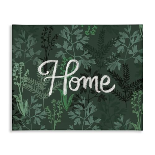 Stupell Industries 'Green Botanicals Plants Home Calligraphy'| Canvas Art