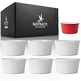 Matbach® Souffleeförmchen 6er Set Weiß Creme Brulee Schälchen 200 ml Kleine Auflaufform aus Keramik Backofenfest klein Soufle Cupcake…