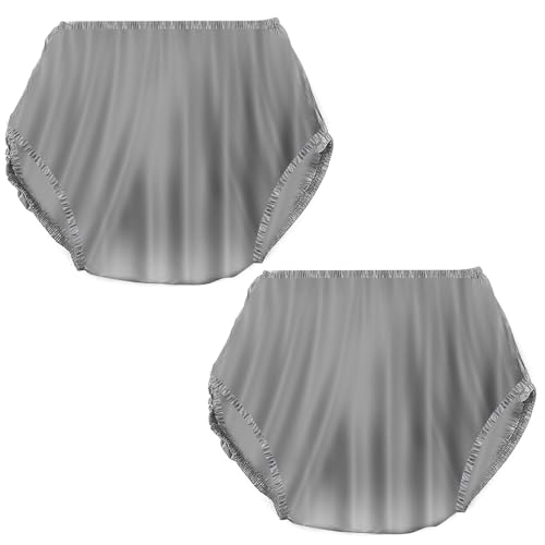 Hemlosk Adulto Incontinencia Pantalones de Plástico Bragas, Lavable y Reutilizable de Bajo Ruido, Cubierta de Pañales de Plástico de Tela Ultra Fina Gris, Adultos para Unisex Gris Talla XL