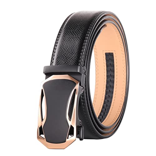 JSEIAJB Men Business Male Automatic Buckle Genuine Leather Belt Men's Black Cow Leather Belts for