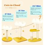 Happi N Pets Cloud Cat Tree, Cat Scratching Post with Bed, Small Cat Tree for Kittens, Cat Scratch Post with Cloud-Shaped Soft Perch & Cute Toys, Removeable Cover, Bounus Catnip - Image 2