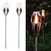 Produktbild Navaris 2X LED Solar Edelstahl Gartenfackel - 8,5 x 112cm - Garten Fackel Solarleuchten Set - Außen Kerzenschein-Effekt Solarfackel Metallic Silber
