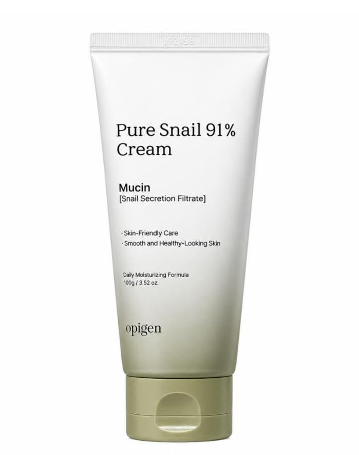 Pure Snail Mucin 91% Repair Cream for Face, Hydrating & Skin Barrier Moisturizer with Panthenol, Beta-Glucan & Hyaluronic Acid, K-Beauty 3.52 fl. oz